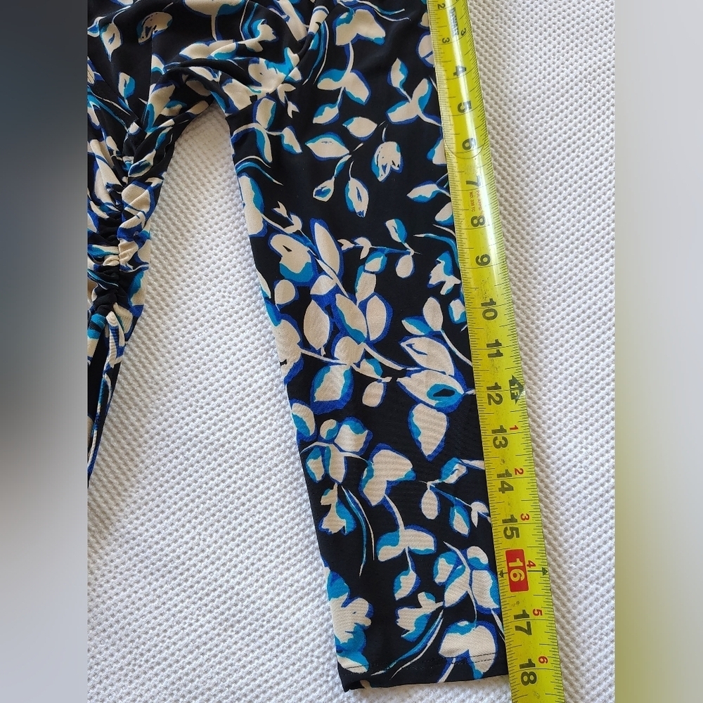 Evan  Picone Floral Faux Wrap Dress - Blue and Black Size 4P - Picture 6 of 11